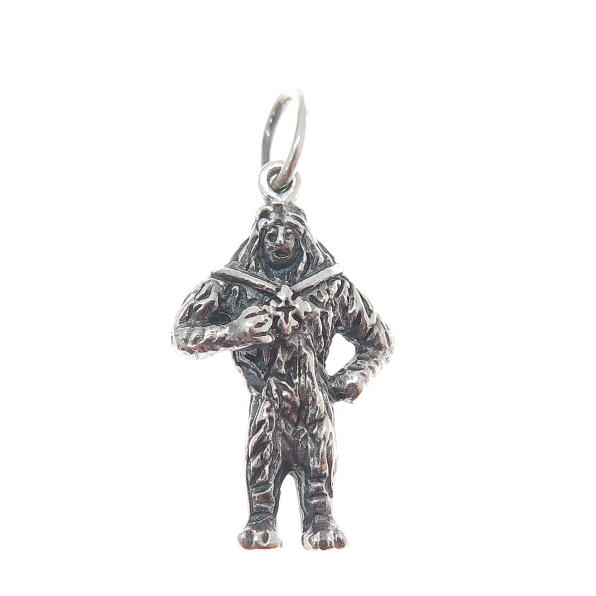 925 Sterling Silver Vintage Cowardly Lion Wizard of Oz Oxidized Charm Pendant