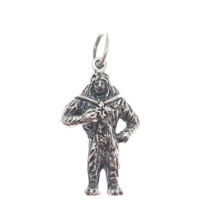 925 Sterling Silver Vintage Cowardly Lion Wizard of Oz Oxidized Charm Pendant
