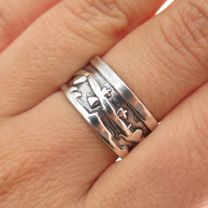925 Sterling Silver Vintage Modernist Oxidized Band Ring Size 8