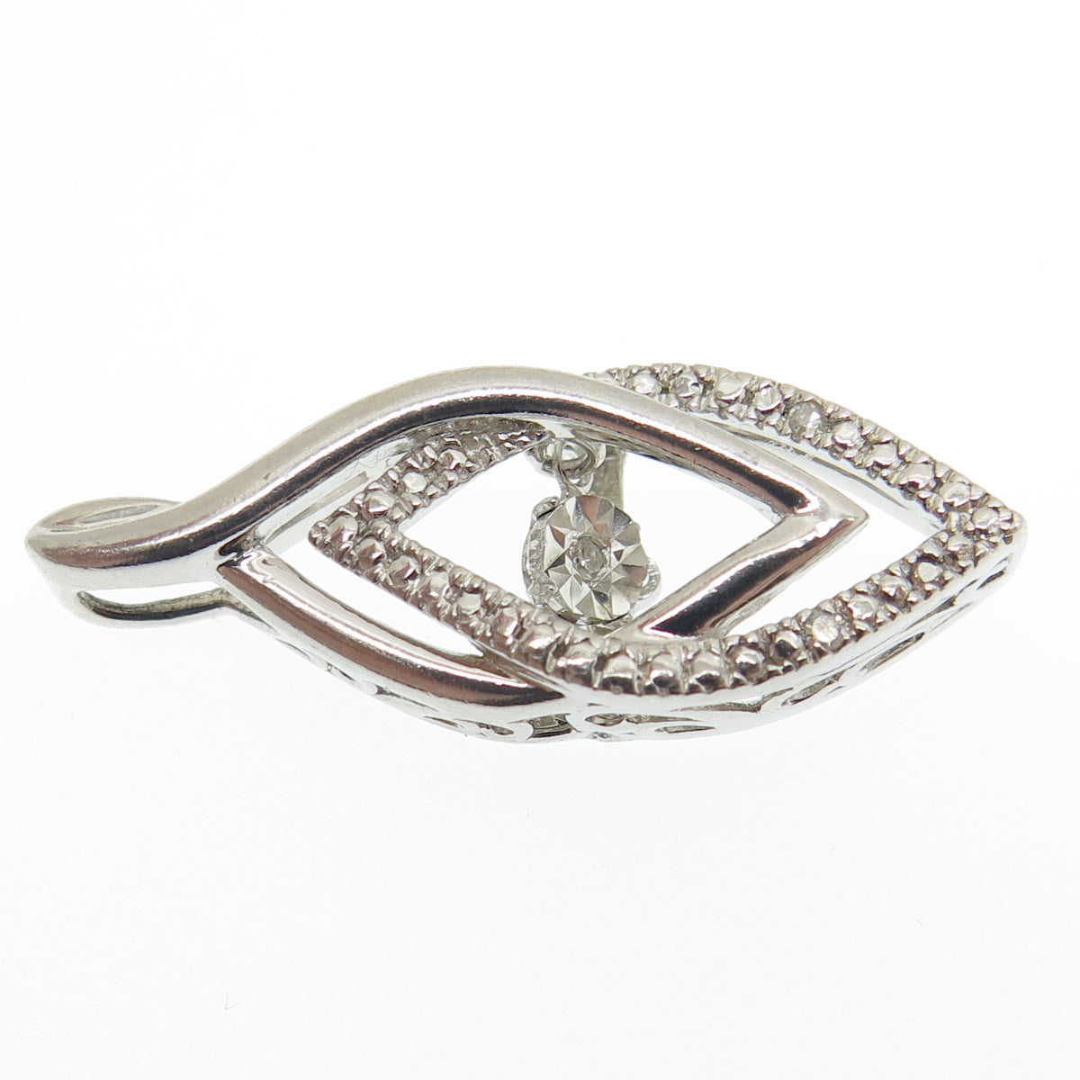 925 Sterling Silver Real Round-Cut Diamond Accent Interlocked Pendant