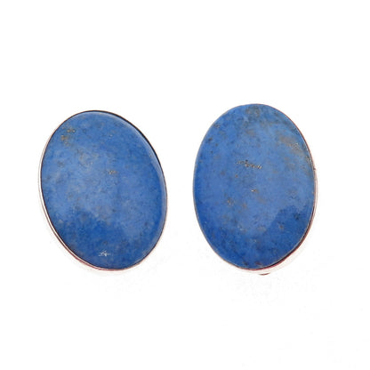 Orville Tsinnie Navajo Old Pawn Sterling Silver Vintage Lapis Clip On Earrings