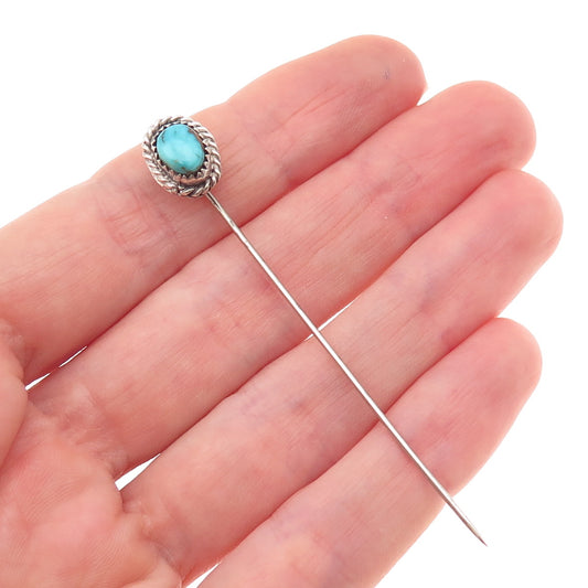 Old Pawn 925 Sterling Silver Vintage Southwestern Turquoise Tribal Lapel Pin