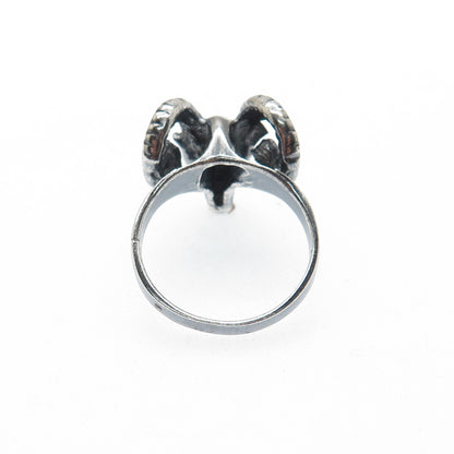 925 Sterling Silver Vintage Aries Zodiac Sign Oxidized Ring Size 9.25