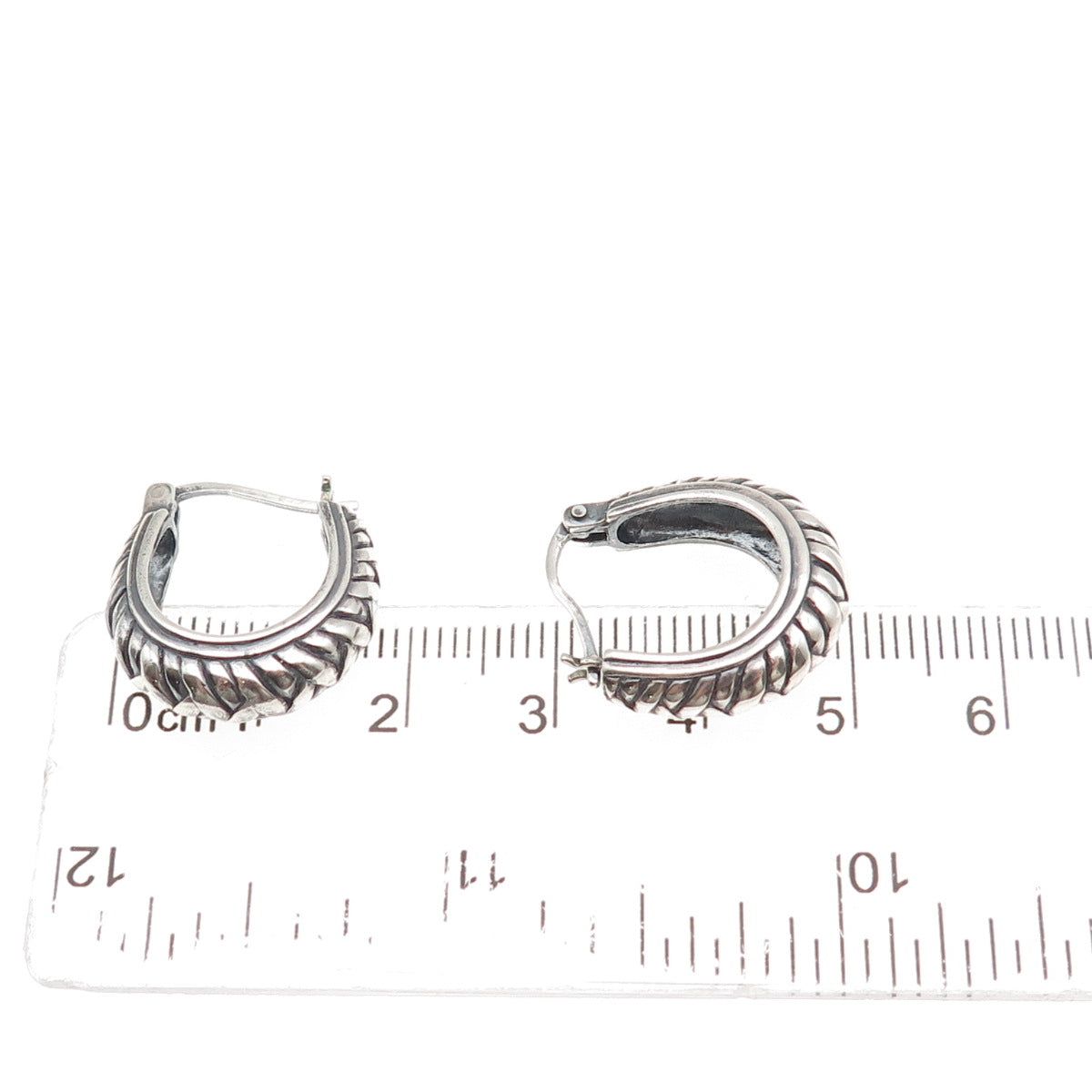 Sidney Evan 925 Sterling Silver Vintage Braided Oxidized Hoop Earrings