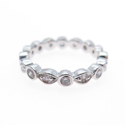 925 Sterling Silver Round-Cut C Z Eternity Band Ring Size 5.75