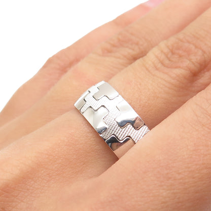 NEOS 925 Sterling Silver Textured Puzzle Band Ring Size 10