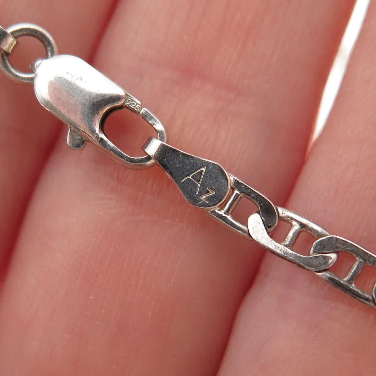 925 Sterling Silver Vintage Italy Anchor Mariner Chain Necklace 18"
