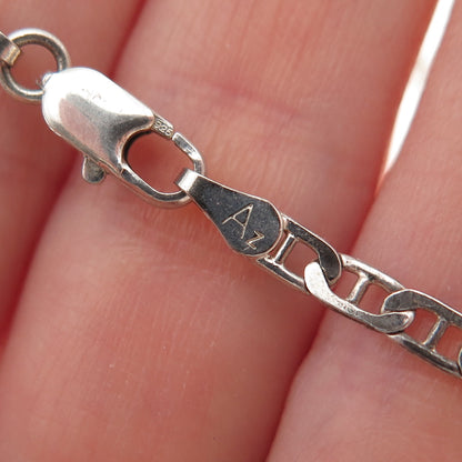 925 Sterling Silver Vintage Italy Anchor Mariner Chain Necklace 18"