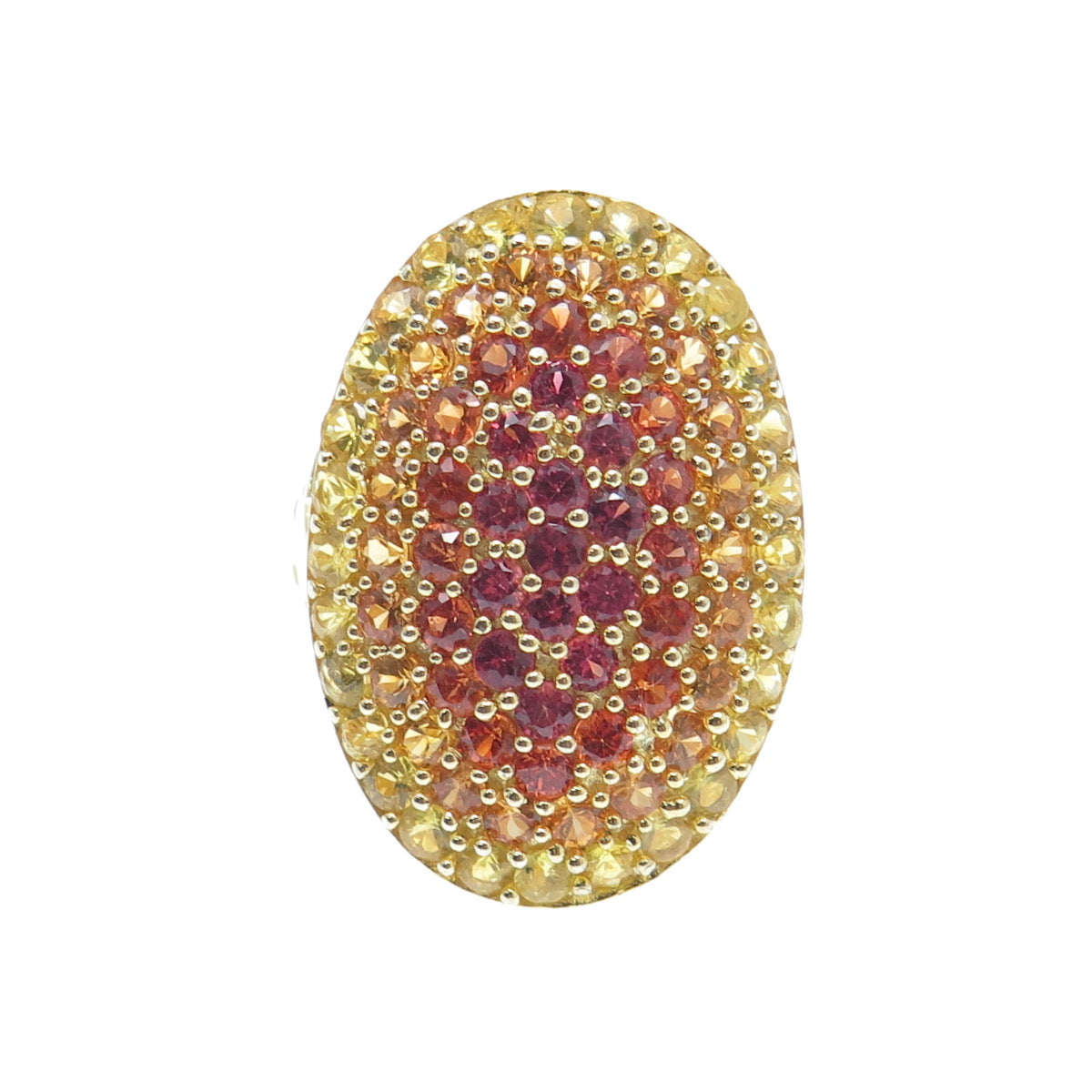 925 Sterling Silver Gold Plated Real Multi-Color Round-Cut Topaz Ring Size 7