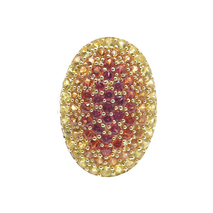 925 Sterling Silver Gold Plated Real Multi-Color Round-Cut Topaz Ring Size 7