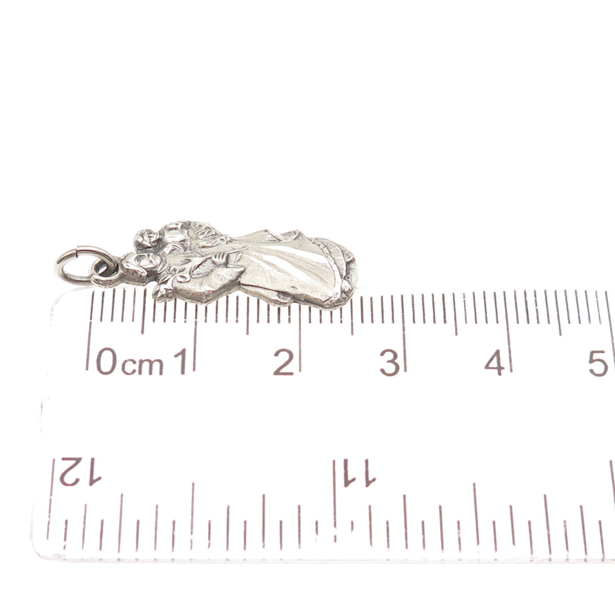 CREED 925 Sterling Silver Vintage St. Christopher Oxidized Charm Pendant