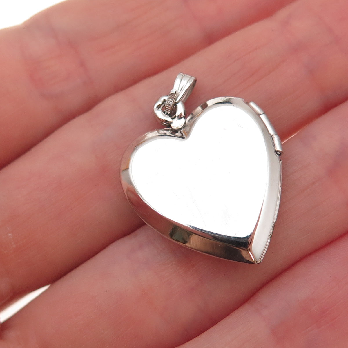 925 Sterling Silver Vintage Wedding Heart Locket Charm Pendant