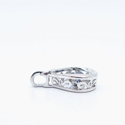925 Sterling Silver Blue Rhinestone Slide Pendant