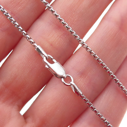 925 Sterling Silver Italy Round Box Chain Necklace 18"