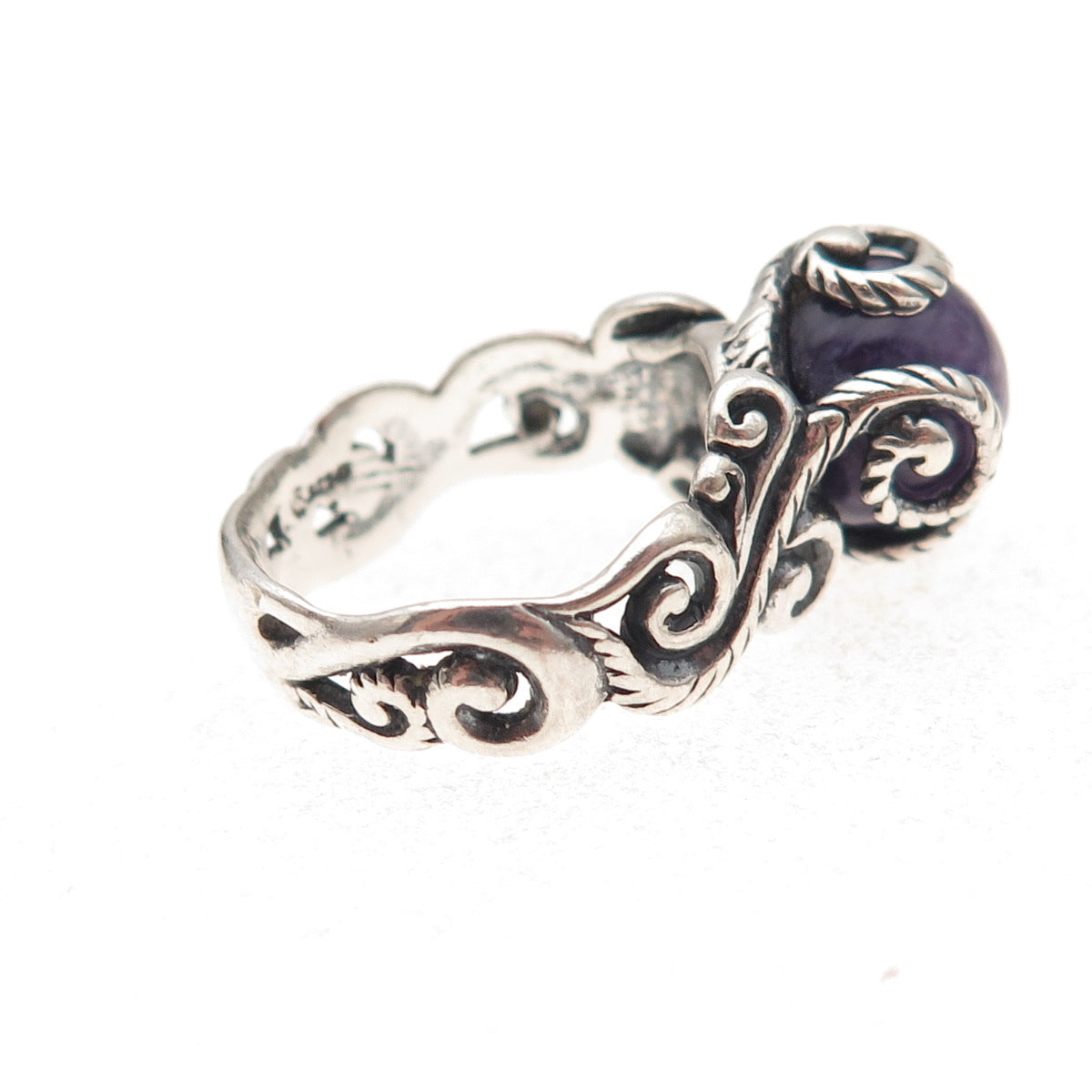 Carolyn Pollack 925 Sterling Silver Vintage Real Charoite Swirl Ring Size 5.25