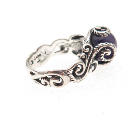 Carolyn Pollack 925 Sterling Silver Vintage Real Charoite Swirl Ring Size 5.25