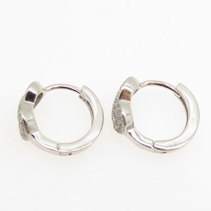 925 Sterling Silver Round-Cut C Z Knot Hoop Earrings