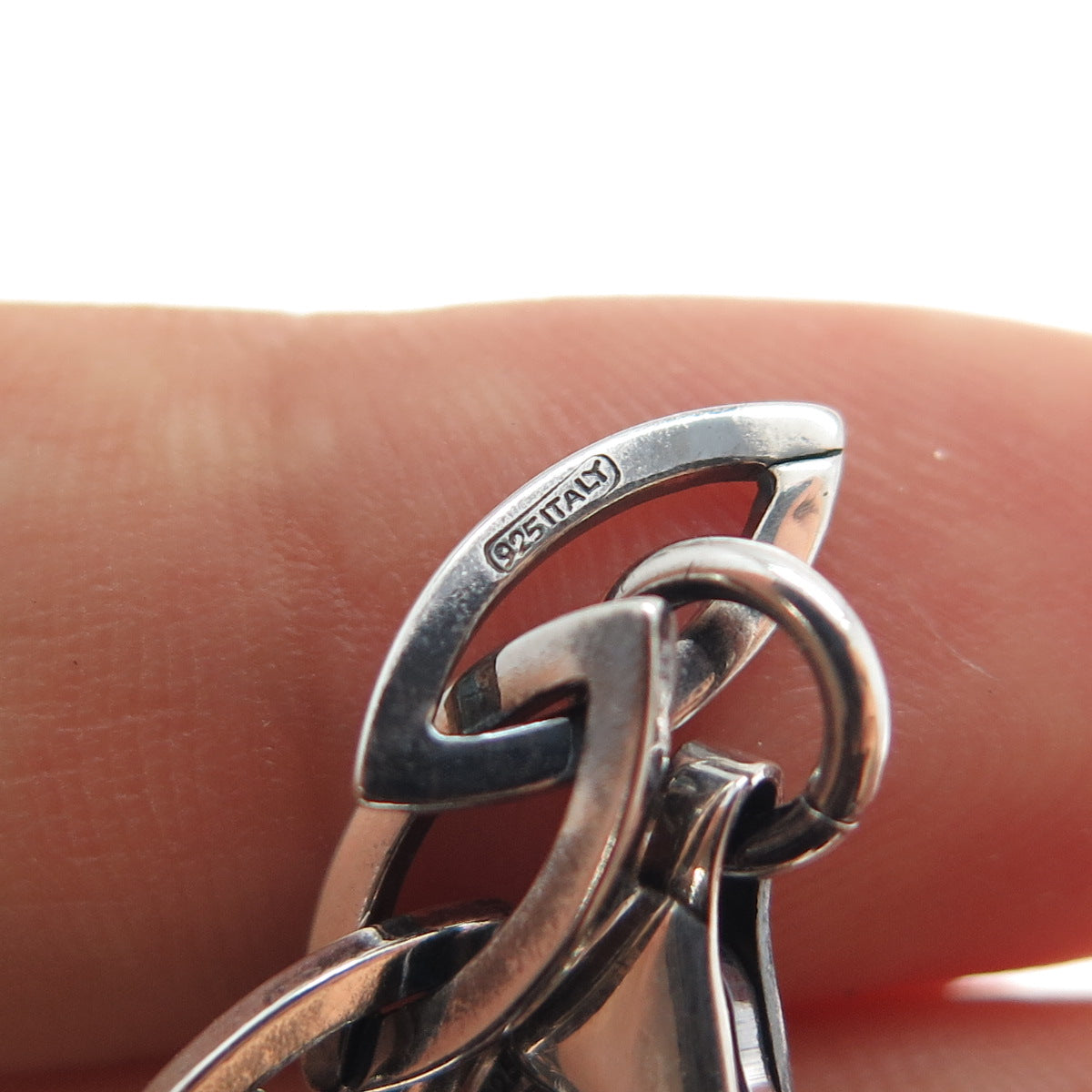 925 Sterling Silver Vintage Italy Modernist Chain Oxidized Necklace 16"