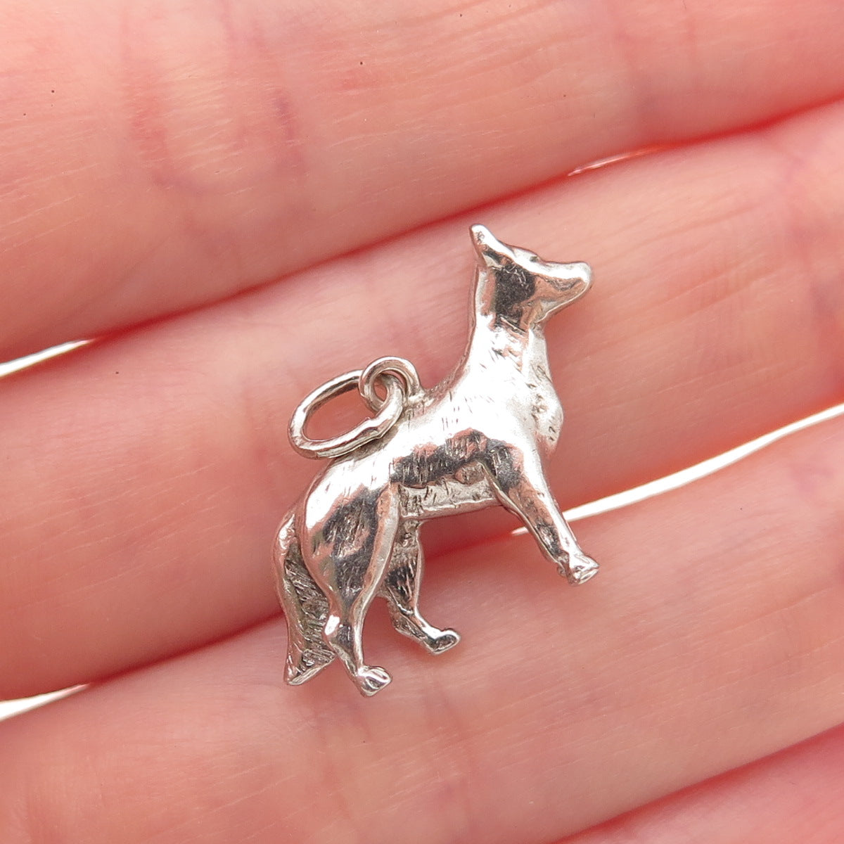 Wells 925 Sterling Silver Vintage German Shepherd Dog Oxidized Charm Pendant