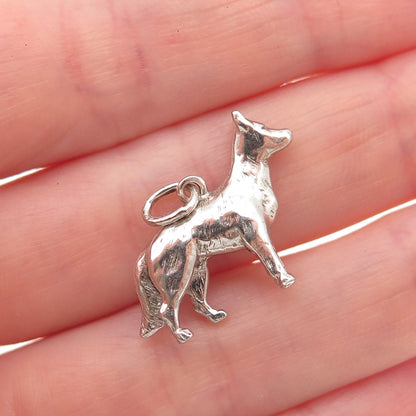 Wells 925 Sterling Silver Vintage German Shepherd Dog Oxidized Charm Pendant