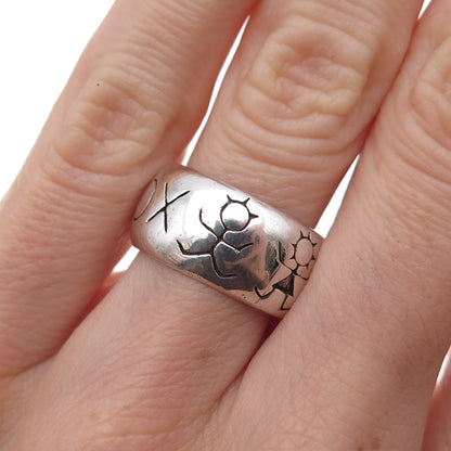 925 Sterling Silver Vintage XOX Hugs & Kisses Couple Oxidized Ring Size 6.25
