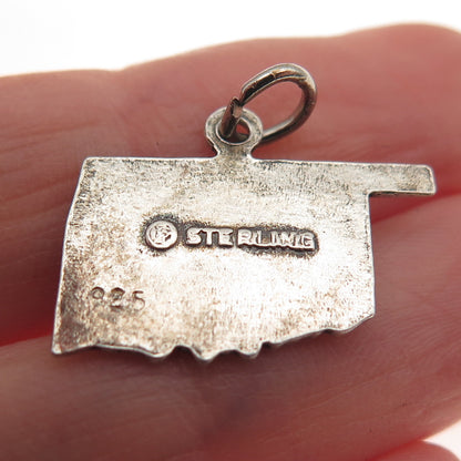 French & Franklin 925 Sterling Silver Vintage Oklahoma State Mini Charm Pendant