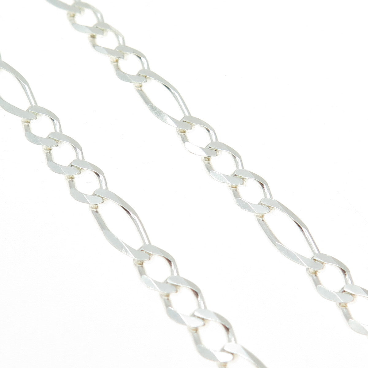 HAN 925 Sterling Silver Italy Figaro Chain Necklace 20"