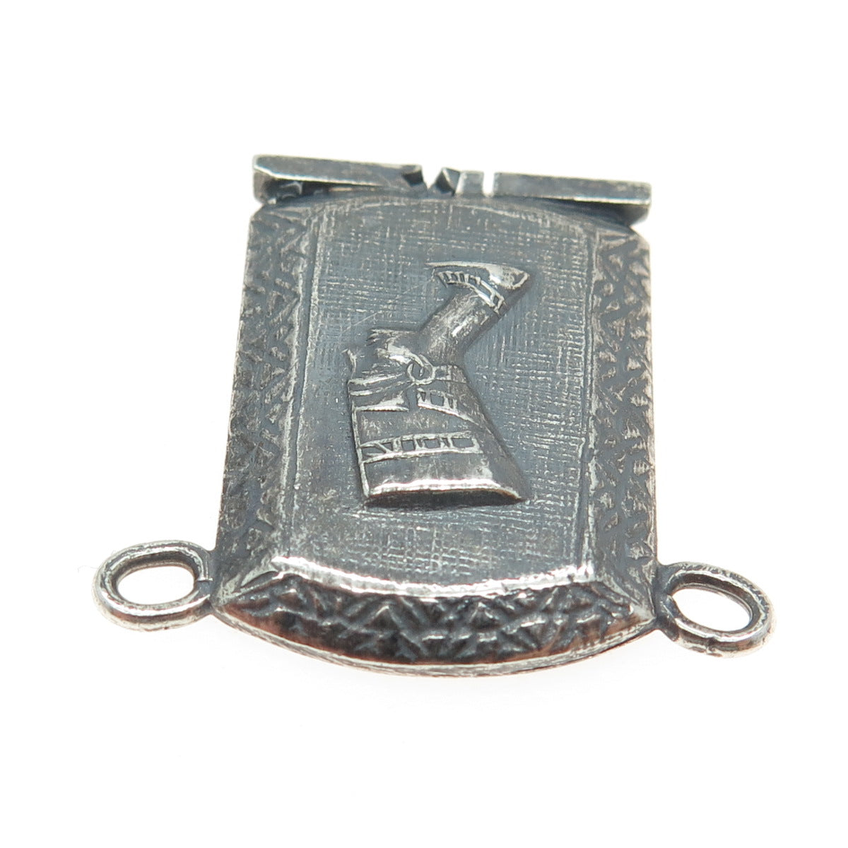 800 Silver Vintage Egyptian Nefertiti Pharaoh Oxidized Centerpiece Pendant