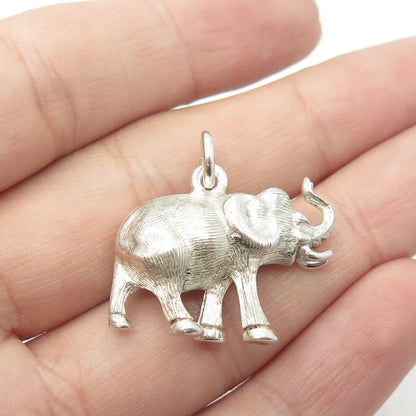 925 Sterling Silver Vintage Elephant Safari 3D Pendant