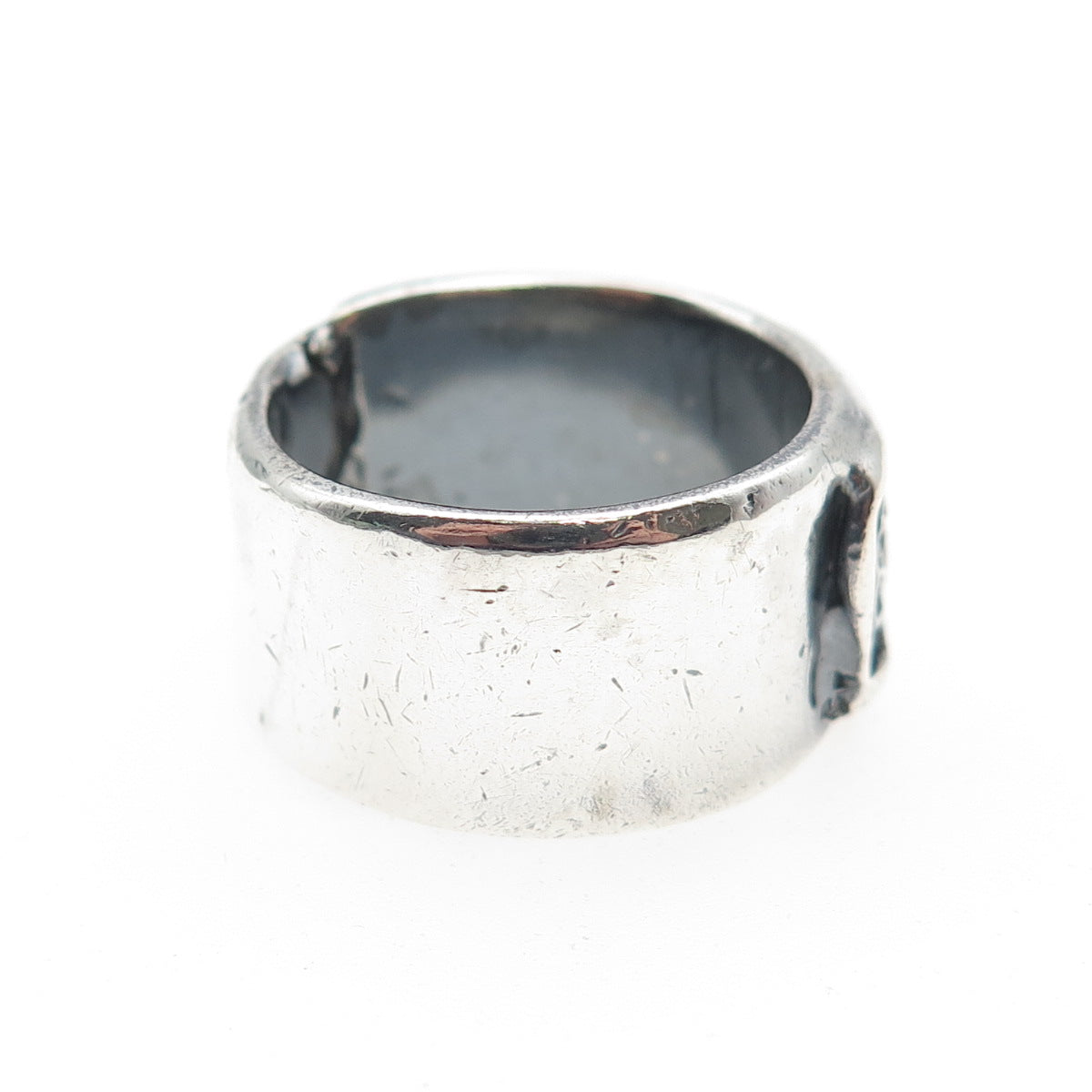 925 Sterling Silver Vintage Modernist Schiavo Oxidized Band Ring Size 8