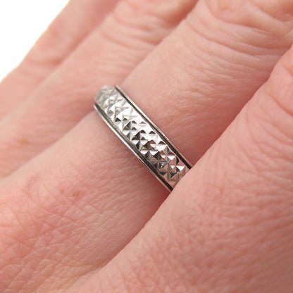 D'Joy 925 Sterling Silver Vintage Diamond-Cut Rotating Band Ring Size 8.25