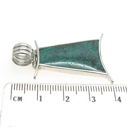 925 Sterling Silver Vintage Real Chrysocolla Modernist Pendant