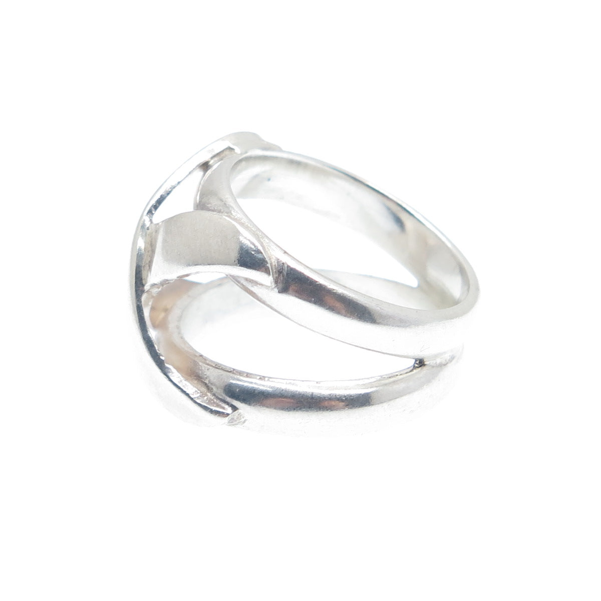 950 Silver Vintage Crossover Wide Ring Size 6.25