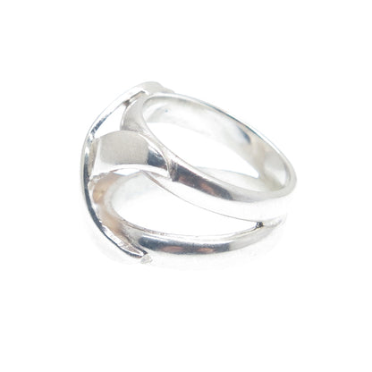 950 Silver Vintage Crossover Wide Ring Size 6.25