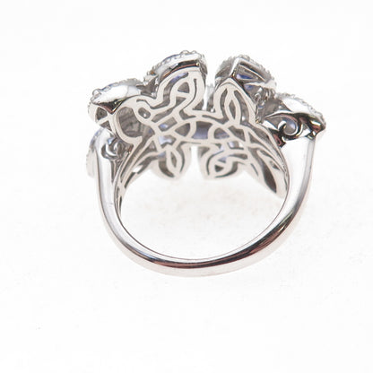 Chuck Clemency 925 Sterling Silver Real Tanzanite & White Topaz Ring Size 8.25