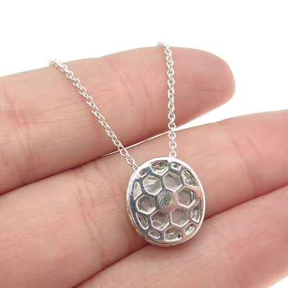 925 Sterling Silver Italy Enamel Real Round-Cut Diamond Chain Necklace 18"
