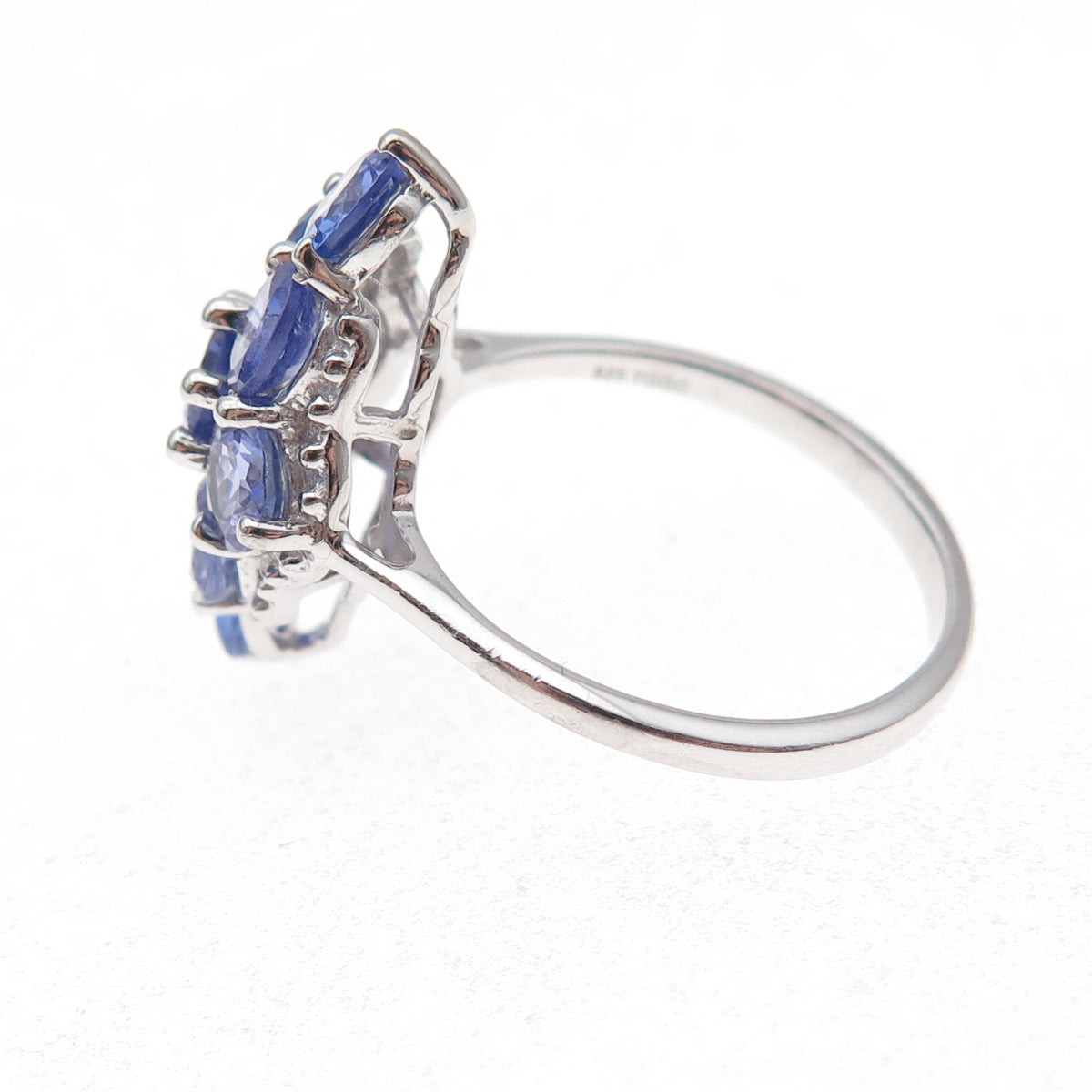 925 Sterling Silver Real Round-Cut Tanzanite Ring Size 8