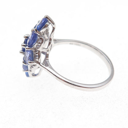925 Sterling Silver Real Round-Cut Tanzanite Ring Size 8