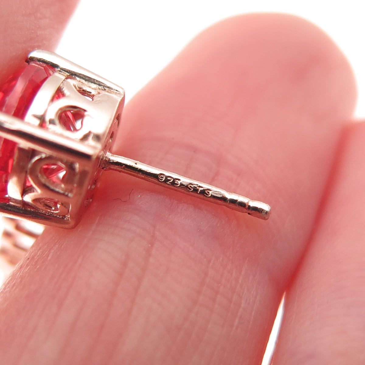 Chuck Clemency Sterling Gold Plated Pink Watermelon Quartz White Topaz Earrings