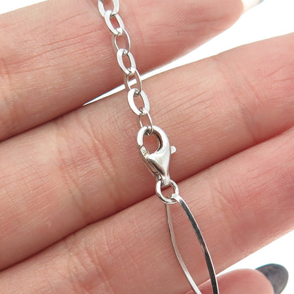 925 Sterling Silver Vintage Sunrise Charm Paperclip Link Bracelet 6-7.75"