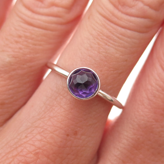Pandora Sterling Silver Real Amethyst February Birthday Blooms Ring Size 6.75