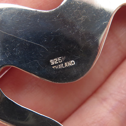 925 Sterling Silver Vintage Modernist Heart Pin Brooch