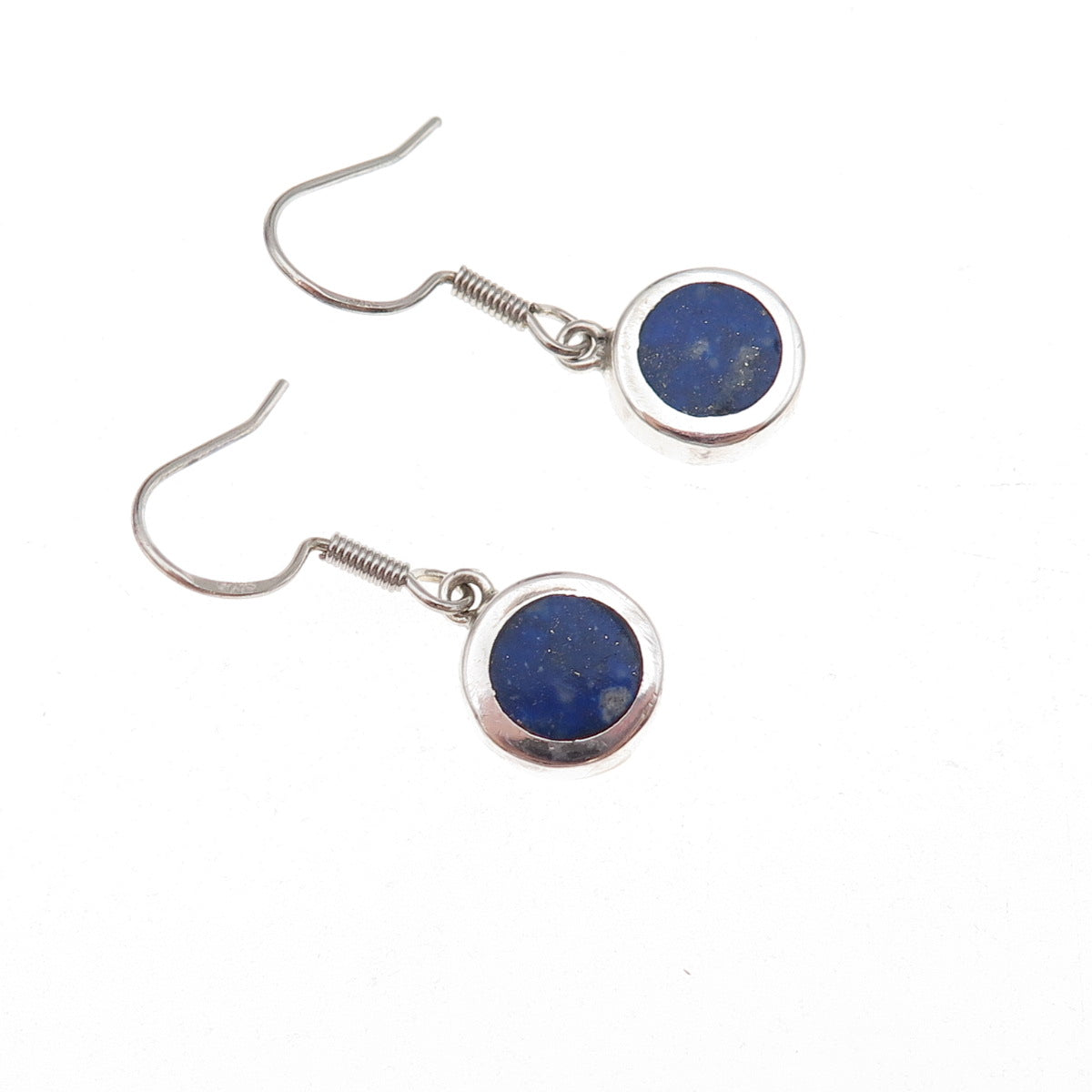 950 Silver Vintage Real Lapis Dangle Earrings