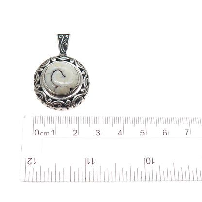 925 Sterling Silver Vintage Modernist Ornate Charm Pendant