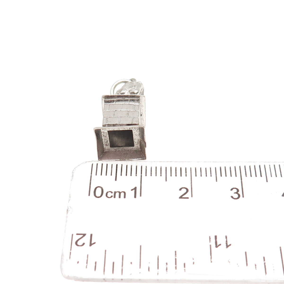 925 Sterling Silver Antique Art Deco Santa Claus Chimney 3D Charm Pendant