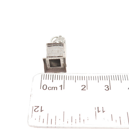 925 Sterling Silver Antique Art Deco Santa Claus Chimney 3D Charm Pendant