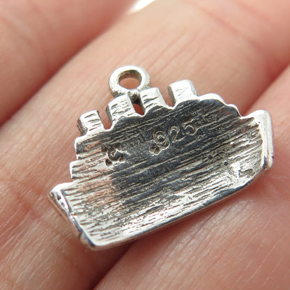 925 Sterling Silver Vintage Ship Minimalist Charm Pendant