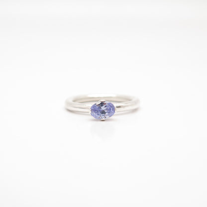 925 Sterling Silver Amethyst-Tone C Z Ring Size 9