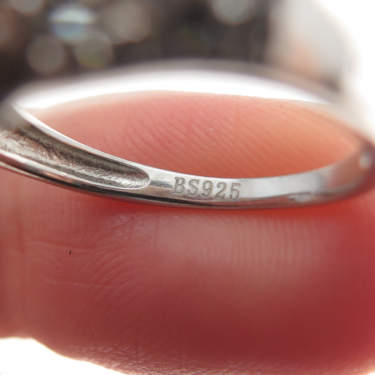 925 Sterling Silver Real Oval-Cut Mystic Quartz & C Z Cluster Ring Size 7.25