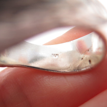 925 Sterling Silver Vintage Modernist Dome Oxidized Ring Size 5.75